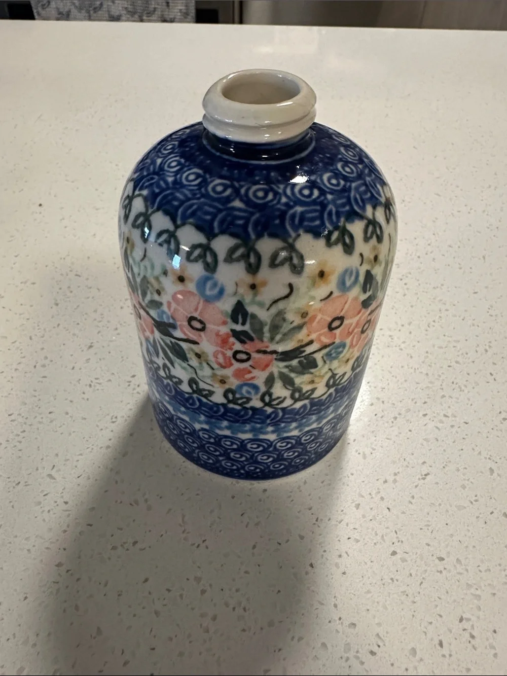 Handcrafted Blue Floral Ceramic Vase - Home Accents